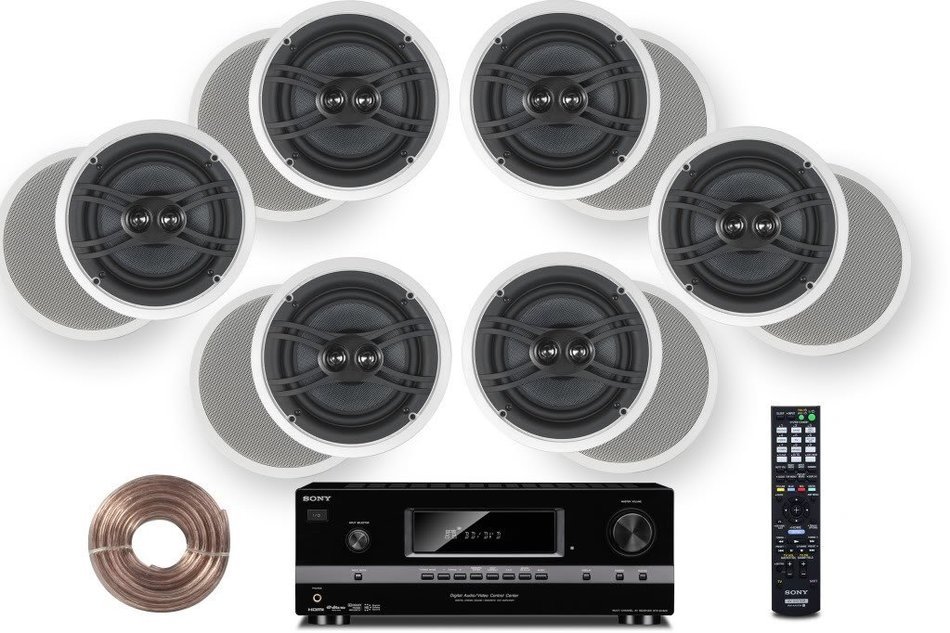 Sony HD Digital Cinematic Sound 700 Watts 7.1 Channel 3D A/V Receiver + Yamaha Natural Sound Custom Install In-Ceiling...