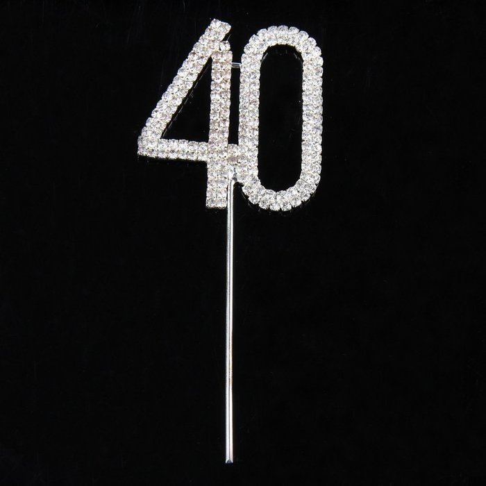 Vktech&reg; Crystal Rhinestone Bling Silver Number 40 Birthday 40th Anniversary Cake Top Topper N4