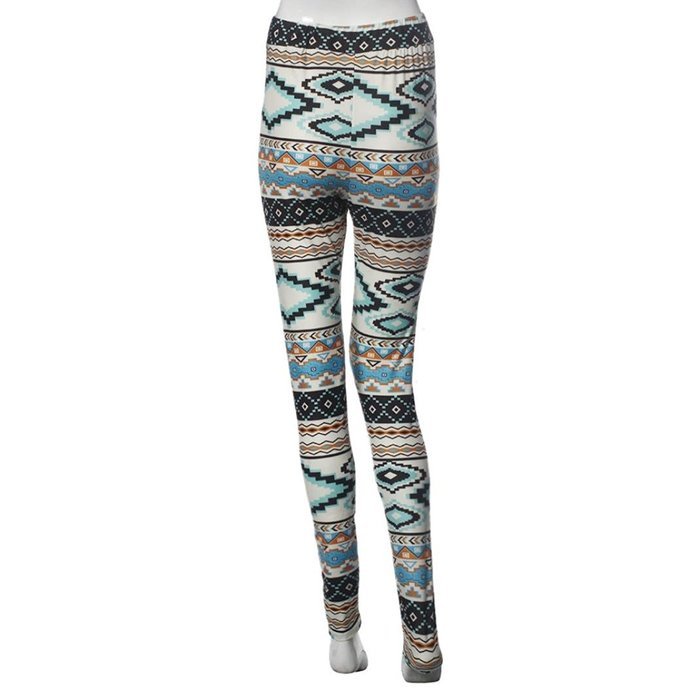 PHOTNO Skinny Geometric Print Stretchy Pants Leggings N11