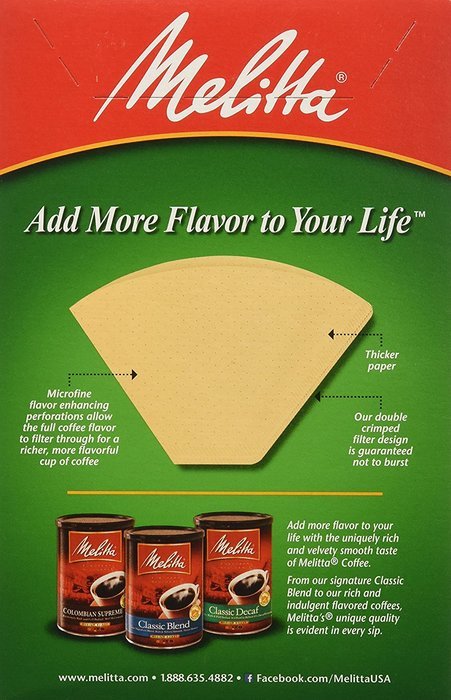Melitta Cone Coffee Filters, Natural Brown, No. 4, 100-Count Filters (Pack of 6) N18