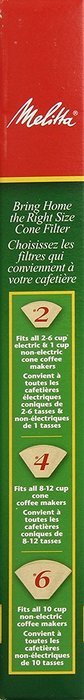 Melitta Cone Coffee Filters, Natural Brown, No. 4, 100-Count Filters (Pack of 6) N20