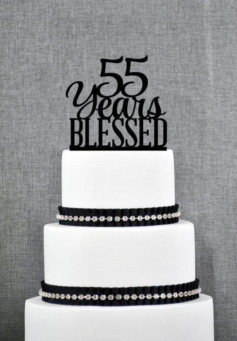 55 Years Blessed Cake Topper Classy 55th Birthday Cake Topper 50th Anniversary Cake Topper S260