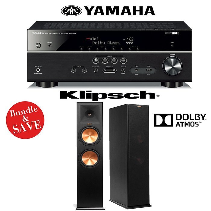 Yamaha RX-V581BL 7.2-Channel Network A/V Receiver + (1) Pair of Klipsch RP-280FA Reference Premiere Dolby Atmos...