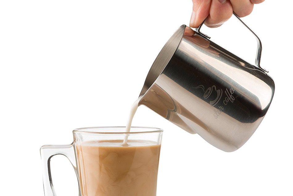 Star Coffee 12, 20 or 32oz Premium Stainless Steel Frothing Pitcher with Measurement Scales on Both Sides for... N15