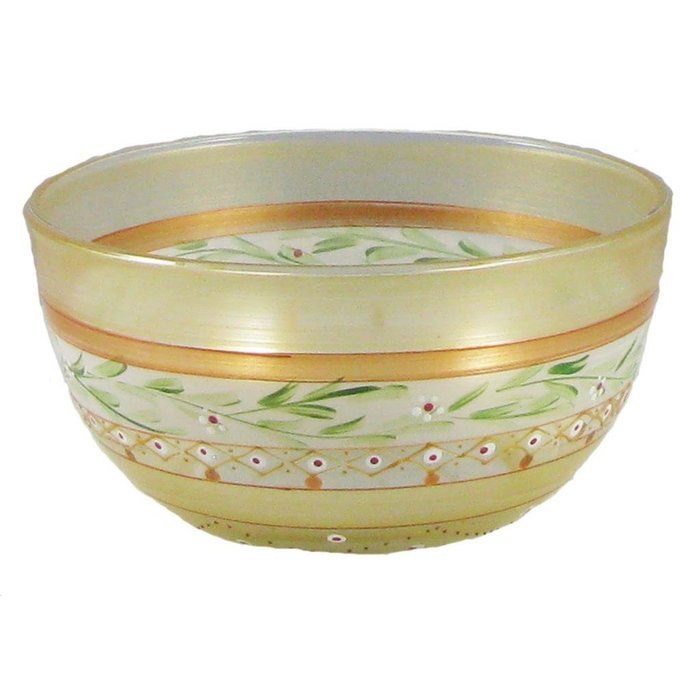 Golden Hill Studio 11" Serving Salad Bowl Hand Painted in the USA by American Artists-Set of 2-Mosaic Gold Garland...