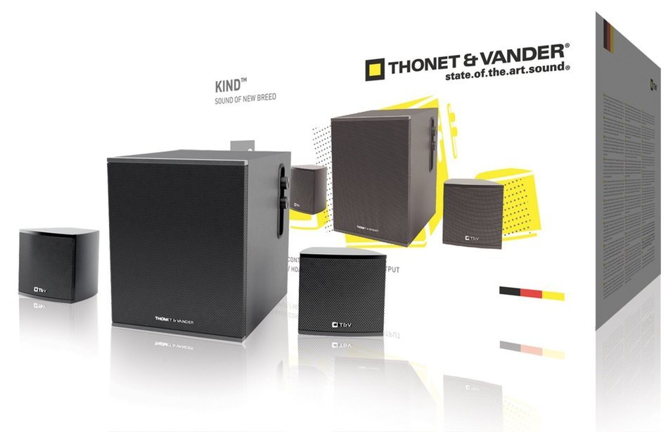 Thonet and Vander Kind 125 Watt Wood Multimedia Audio Speaker System, 2.1 Stereo Speakers with Integrated Amplifier... N5