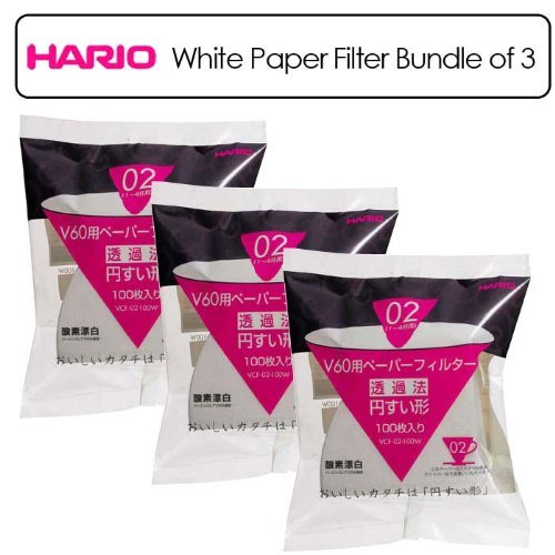 Hario VCF-02-100W White Paper Filter Bundle of 3 for 02 Dripper N2