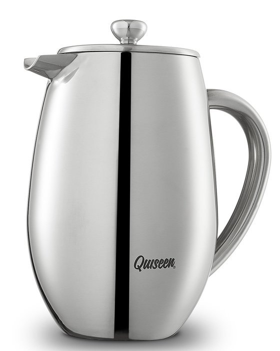 Quiseen Double Wall Stainless Steel French Press Coffee & Espresso Maker, 1 Liter - 34-Ounce (8 4oz Cups) N3