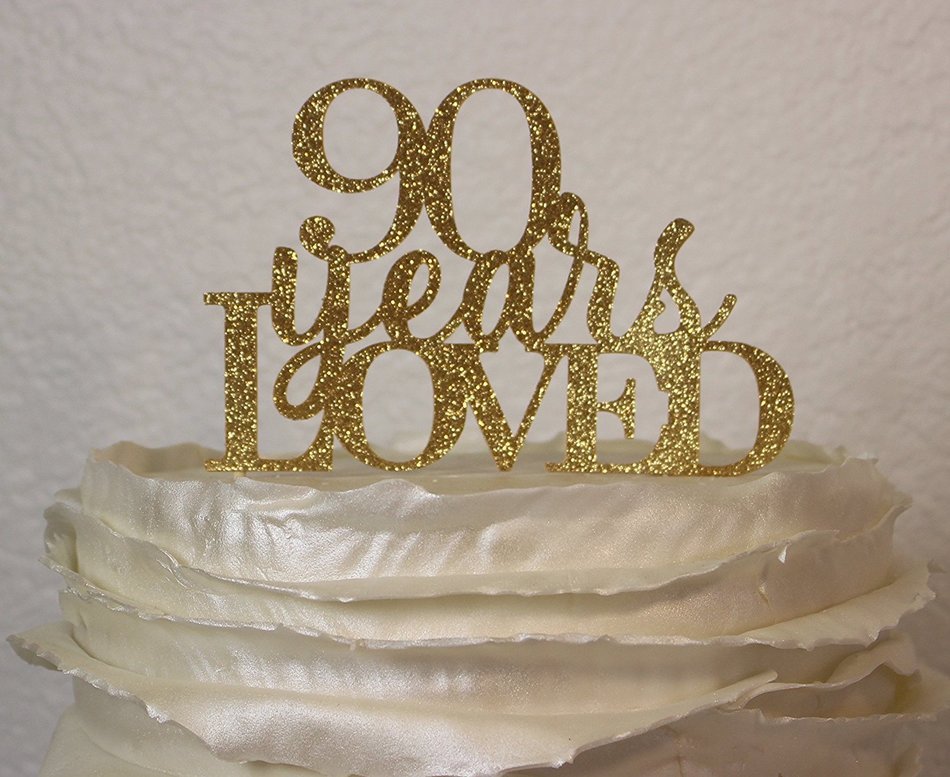 All About Details Gold 90-Years-Loved Cake Topper N3