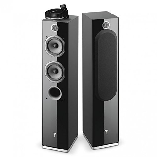 Focal - Easya Wireless Powered 2 1/2 Way Floorstanding Speakers - Black (Pair)