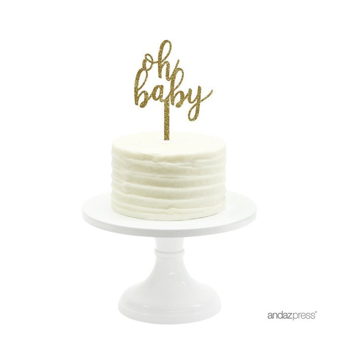 Andaz Press Baby Shower Acrylic Cake Toppers, Gold Glitter, Oh Baby, 1-Pack, Nautical Ocean Themed Party Decor... N59