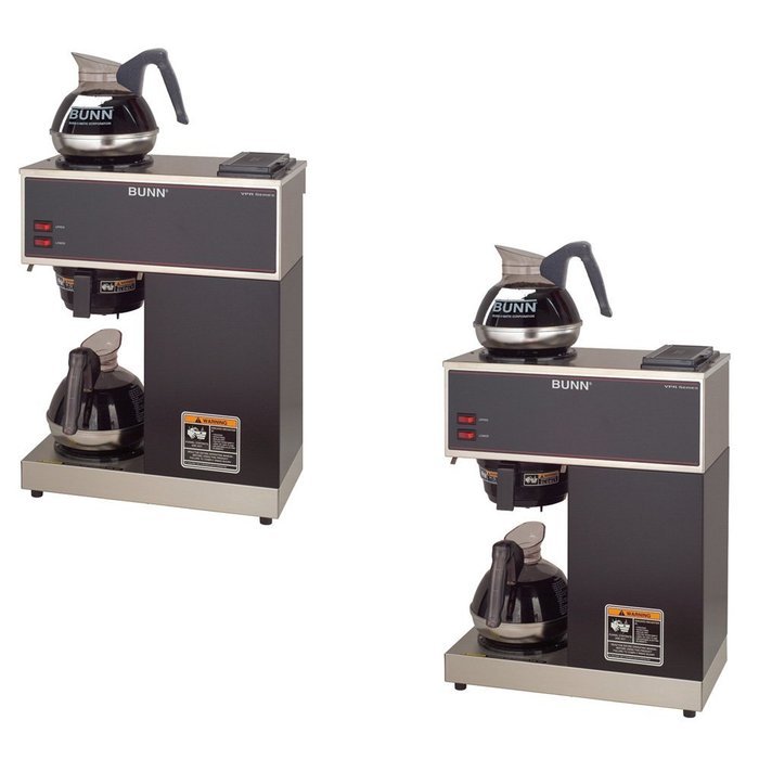 Pour-O-Matic Two-Burner Pour-Over Coffee Brewer Decanters: w/ 2 Glass Decanters