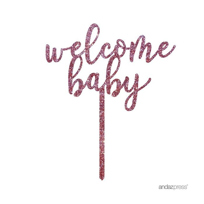 Andaz Press Baby Shower Acrylic Cake Toppers, Gold Glitter, Oh Baby, 1-Pack, Nautical Ocean Themed Party Decor... N65