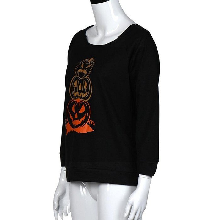 Pullover Tops,Morecome Women Halloween Pumpkin Print Long Sleeve Sweatshirt N5