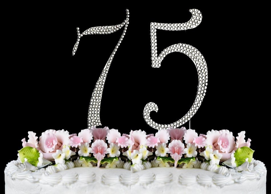 Rhinestone Cake Topper Number 75