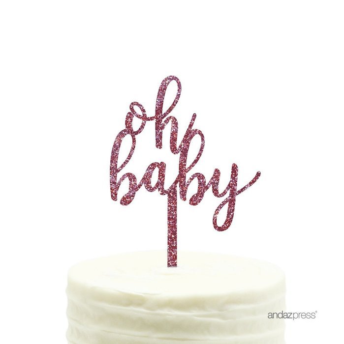 Andaz Press Baby Shower Acrylic Cake Toppers, Gold Glitter, Oh Baby, 1-Pack, Nautical Ocean Themed Party Decor... N69