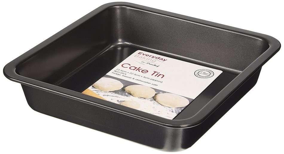 Everyday Baking 8-inch Non Stick Square Cake Tin, Black