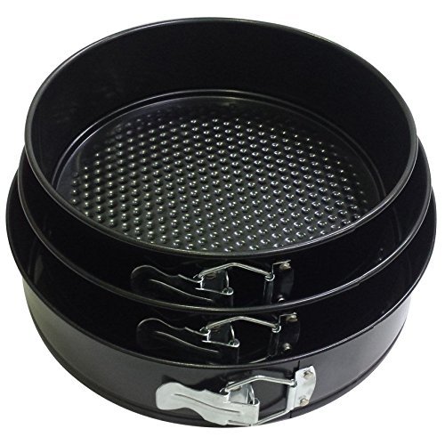 Set of 3 Round Cake Pans Size 18,20,22 cm. Can remove bottom. - Black N2