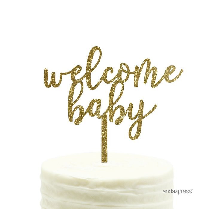 Andaz Press Baby Shower Acrylic Cake Toppers, Gold Glitter, Oh Baby, 1-Pack, Nautical Ocean Themed Party Decor... N73