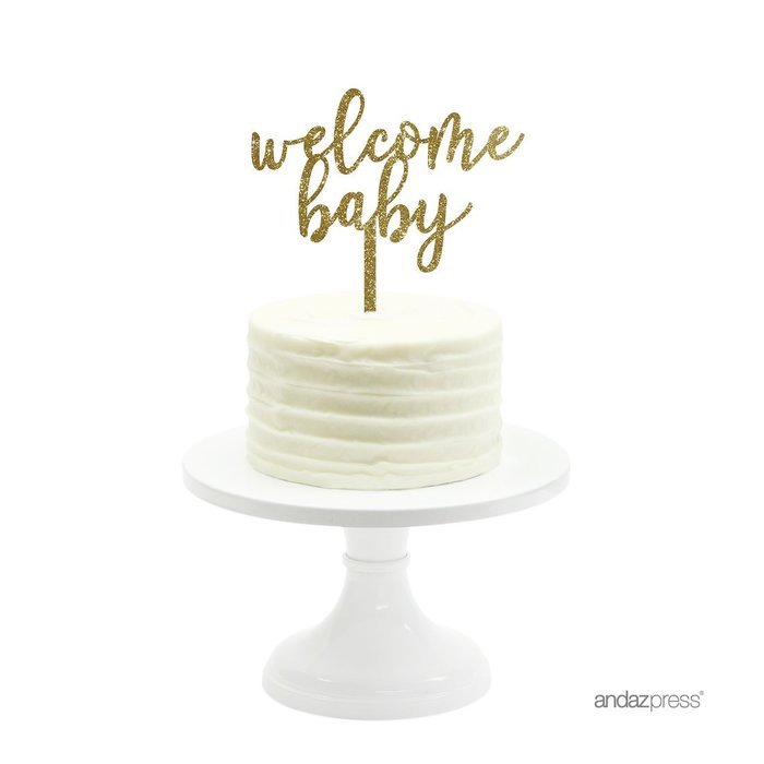 Andaz Press Baby Shower Acrylic Cake Toppers, Gold Glitter, Oh Baby, 1-Pack, Nautical Ocean Themed Party Decor... N74