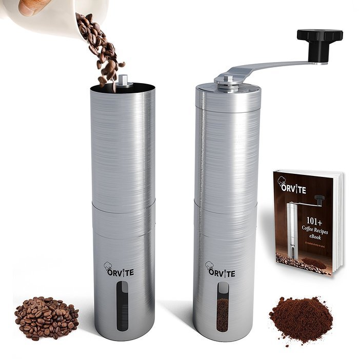 Orvite Ceramic Burr Manual Coffee Grinder - Portable Stainless Steel Conical Coffee Mill with Hand Crank - Aeropress... N2