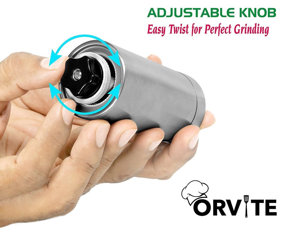 Orvite Ceramic Burr Manual Coffee Grinder - Portable Stainless Steel Conical Coffee Mill with Hand Crank - Aeropress... N5
