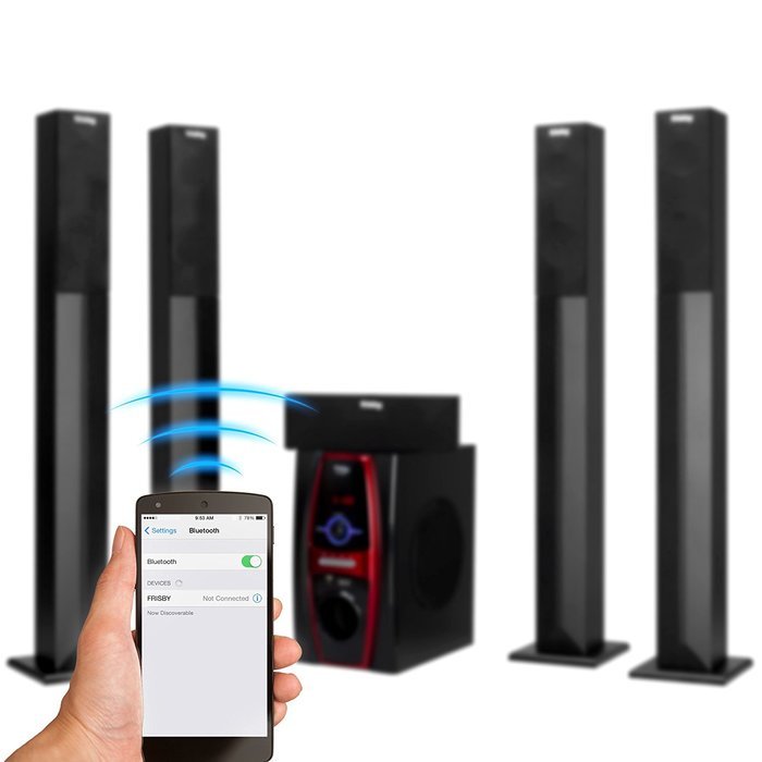 Frisby FS-6600BT 5.1 Channel Stereo Home Theater System w/ Tower Satellite Speakers & Bluetooth / USB / SD / AUX... N9