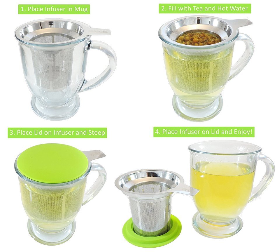 Best Loose Leaf Tea Infuser & Herbal Tea Steeper - Brews, Strains & Steeps Single Cup of Extra Fine Tea - Dishwasher... N5