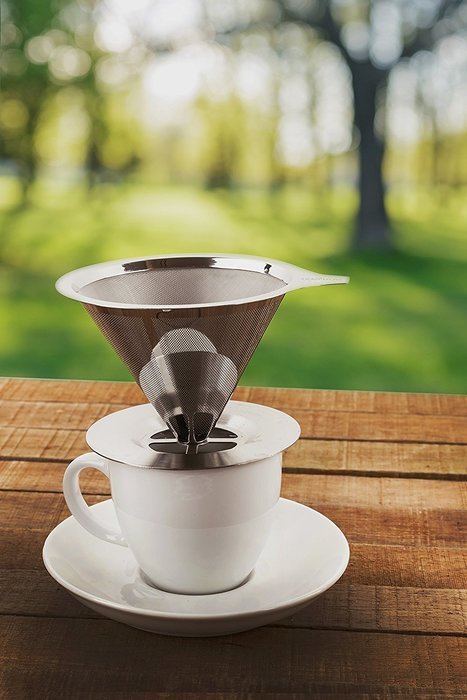 Paperless Pour Over Coffee Dripper with Coffee Scoop, Stainless Steel double mesh Reusable Pour Over Coffee Filter... N3