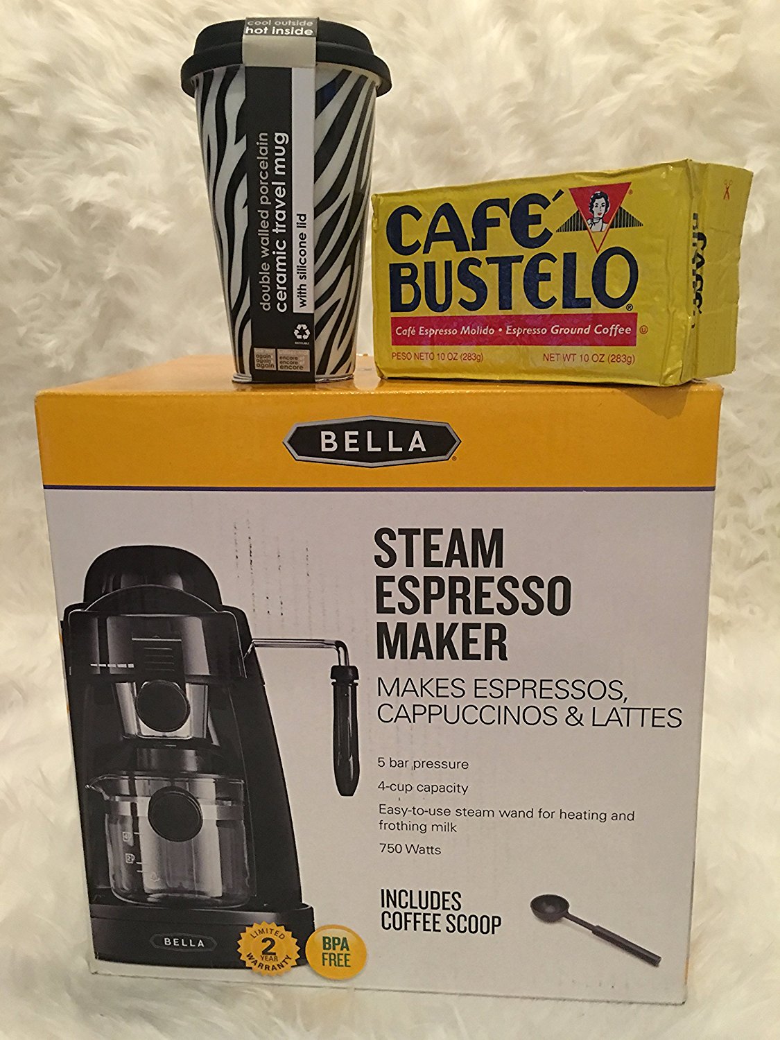 Bella Steam Espresso Maker,10 Oz Dishwasher and Microwave Safe Ceramic