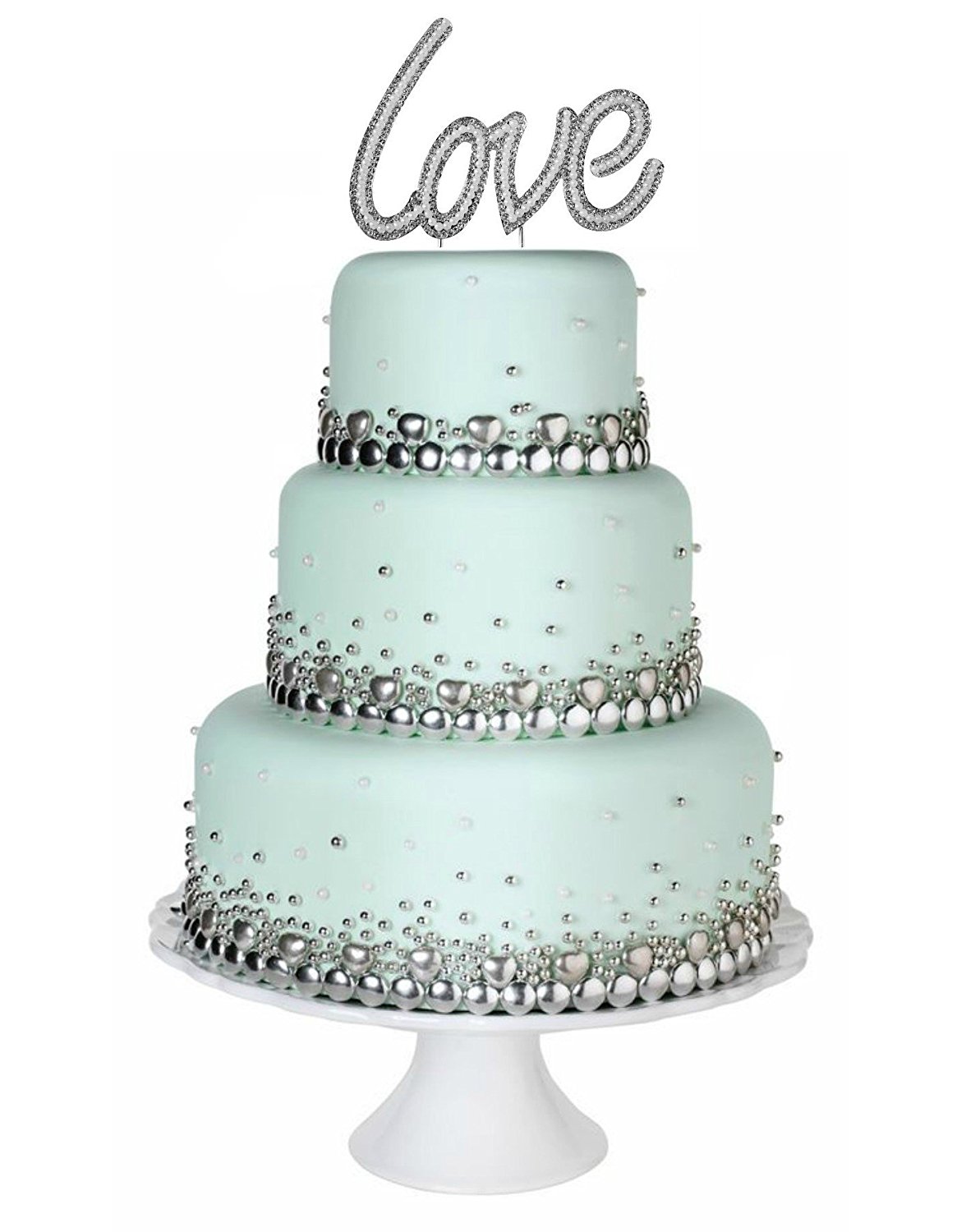 Large Love Cake Topper Sparkle Pearl Rhinestone Cake Topper Sweet