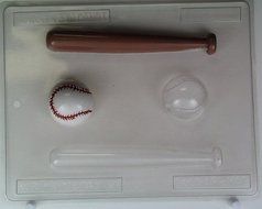 3-D baseball bat &amp; baseball S023 Sports Chocolate Candy Mold