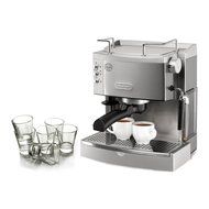 DeLonghi Stainless Steel Pump Espresso Maker with Free Set of 6 Italian Espresso Shot Glasses