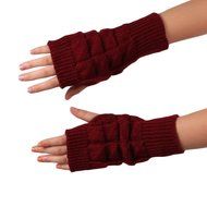 Knitted Fringe Warm Gloves,Morecome Women Girl Diamond knitted gloves (Black) N2