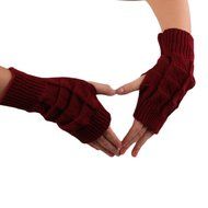 Knitted Fringe Warm Gloves,Morecome Women Girl Diamond knitted gloves (Black) N3