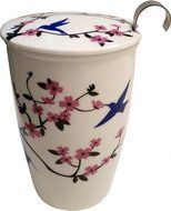 Double Wall Ceramic Tea Cup with Infuser &amp; Lid - Perfect single 12 oz cup brewing system - The Strainer makes... N2