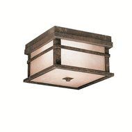 Kichler Lighting 9830AGZ Cross Creek 2-Light Outdoor Ceiling Flush Mount Fixture, Aged Bronze with Textured Linen...