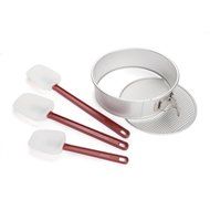FortheChef's 9" Hard Anodized Aluminum Non-Stick Springform Pan with 3 Piece Spatula Set