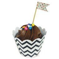 AllyDrew Standard Size Chevron Cupcake Wrappers (Set of 20), Orange N15