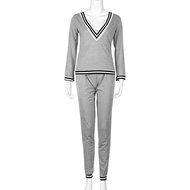 Sweatshirt Set,Morecome Women Sweatshirt V Neck Long Sleeve Blouse Long Pants Outfit (XL, Black) N8