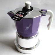 Top Moka: "Top" Aluminium Coffee Maker, Lilac with Silver Boiler Chamber, 3-Cups [ Italian Import ]