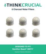 6 Hamilton Beach Charcoal Water Filters, Compare to Part # 80674, Designed &amp; Engineered by Crucial Coffee N3