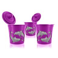 Pack of 3, High Quality Mesh Single Serve Refillable Coffee Filter K-Cups in Purple