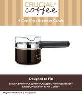 Universal Fit 4 Cup Glass Espresso Carafe, Fits Braun E20, Capresso 301, Krups 864, Mr. Coffee ECM10 &amp; Many More...