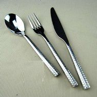Flatware Set Utensils Luxury Stainless Steel Silver Spots Surface Royal Cutlery Knife Spoon Fork Dinnerware Set N2