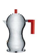 Alessi MDL02/3 R Pulcina Stove Top Espresso 3 Cup Coffee Maker in Aluminum Casting Handle And Knob in Pa, Red...