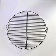 Sher Foldable Round Cake Cooling Rack for Cake Bread Cupcake Baking Tool Nonstick Coated Carbon Steel Black Color N3