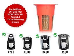 SwiftBrew 24k Gold Reusable K-Carafe Filter- K-Cup Refillable 4-5 Cup Coffee Filter Compatible With Keurig Brewers... N3