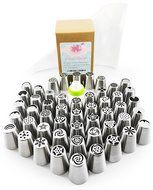 101 Pcs Russian Piping Tips Set &ndash; XL 304 Stainless Steel Piping Tips With 50 Nozzle Designs, 50 Disposable Pastry... N7
