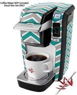 Zig Zag Teal and Gray - Decal Style Vinyl Skin fits Keurig K10 Mini Plus Coffee Makers (KEURIG NOT INCLUDED)